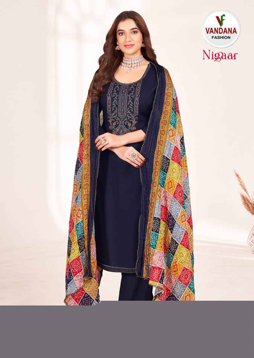 Nigaar Vol-1 By Vandana 1001 To 1008 Series Beautiful Festive Suits Stylish Fancy Colorful Party Wear & Occasional Wear Rayon Slub Dresses At Wholesale Price