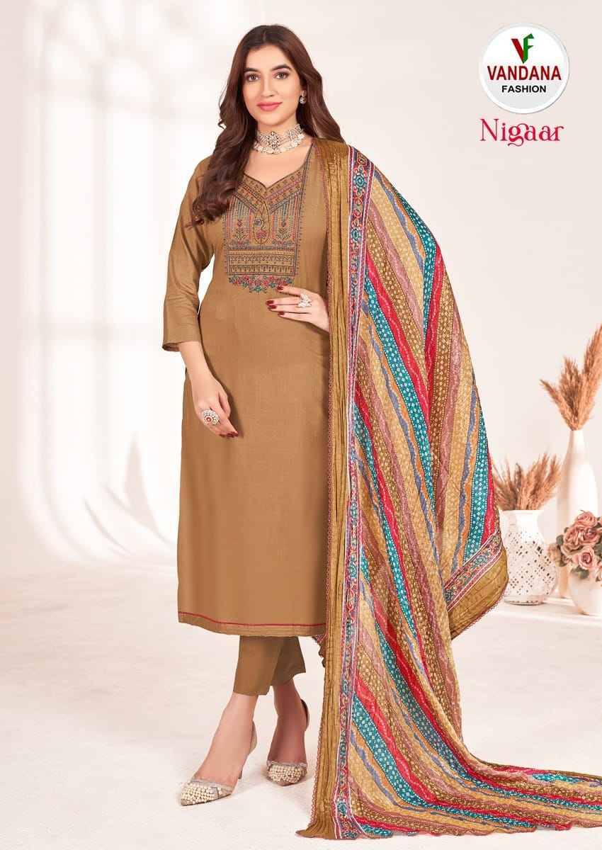 Nigaar Vol-1 By Vandana 1001 To 1008 Series Beautiful Festive Suits Stylish Fancy Colorful Party Wear & Occasional Wear Rayon Slub Dresses At Wholesale Price