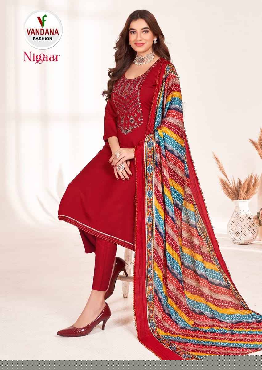 Nigaar Vol-1 By Vandana 1001 To 1008 Series Beautiful Festive Suits Stylish Fancy Colorful Party Wear & Occasional Wear Rayon Slub Dresses At Wholesale Price