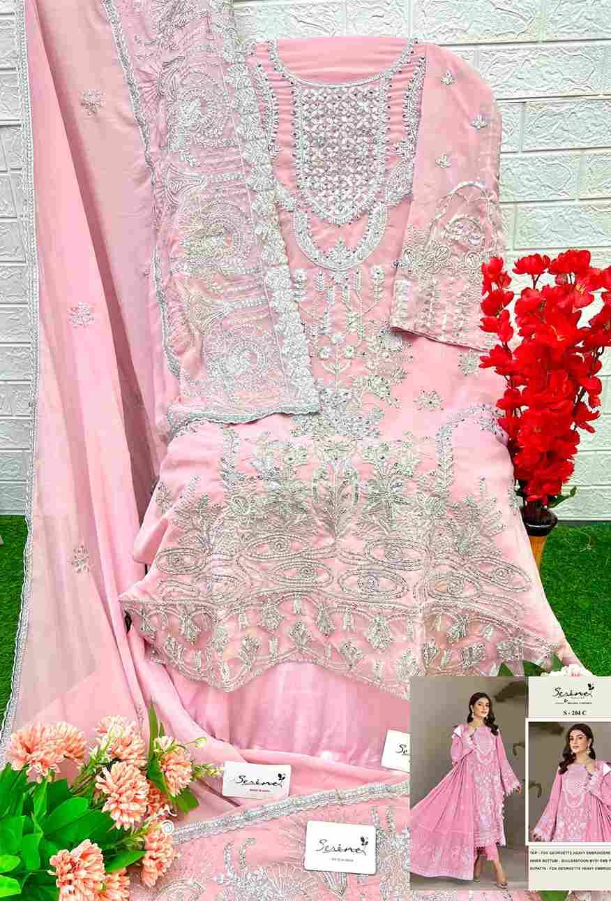 Serene Hit Design S-204 Colours By Serene S-204-A To S-204-D Series Designer Pakistani Suits Beautiful Fancy Colorful Stylish Party Wear & Occasional Wear Faux Georgette Embroidered Dresses At Wholesale Price