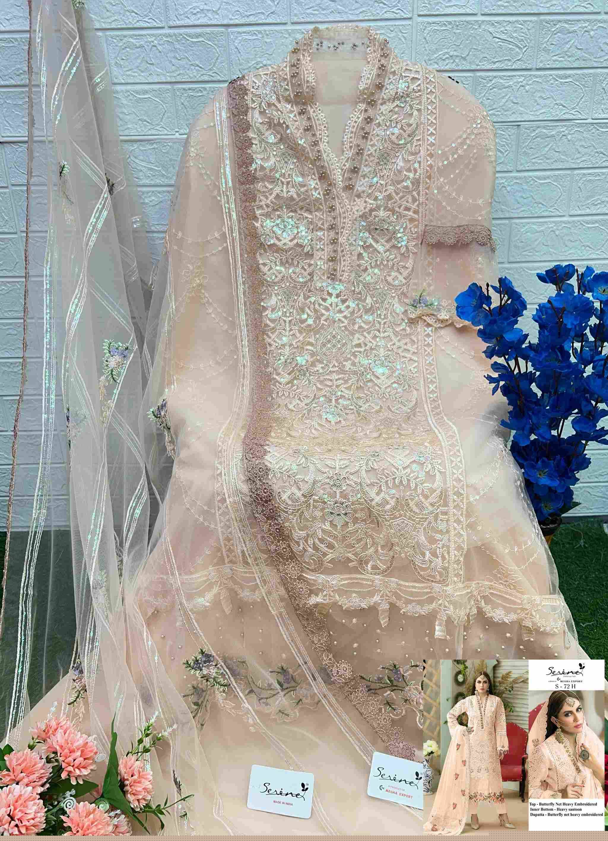 Serene Hit Design S-72 Colours Vol-2 By Serene S-72-E To S-72-H Series Designer Pakistani Suits Beautiful Fancy Colorful Stylish Party Wear & Occasional Wear Net Embroidered Dresses At Wholesale Price