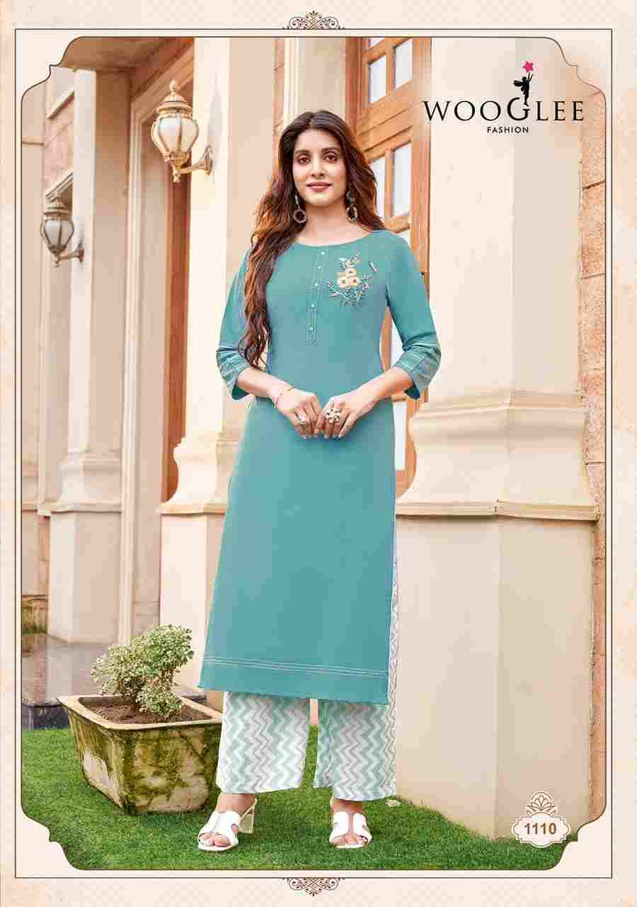 Celebration Vol-17 By Wooglee 1107 To 1112 Series Designer Festive Suits Collection Beautiful Stylish Fancy Colorful Party Wear & Occasional Wear Rayon Embroidered Kurtis With Bottom At Wholesale Price