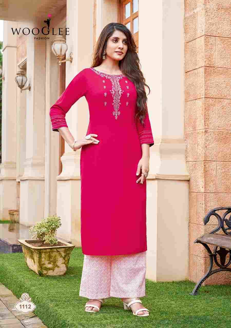Celebration Vol-17 By Wooglee 1107 To 1112 Series Designer Festive Suits Collection Beautiful Stylish Fancy Colorful Party Wear & Occasional Wear Rayon Embroidered Kurtis With Bottom At Wholesale Price