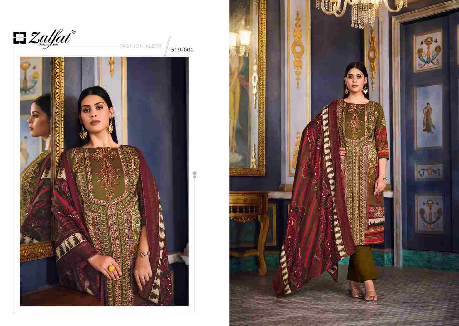 Firdaus By Zulfat 519-001 To 519-010 Series Designer Festive Suits Collection Beautiful Stylish Fancy Colorful Party Wear & Occasional Wear Pure Pashmina With Patch Work Dresses At Wholesale Price