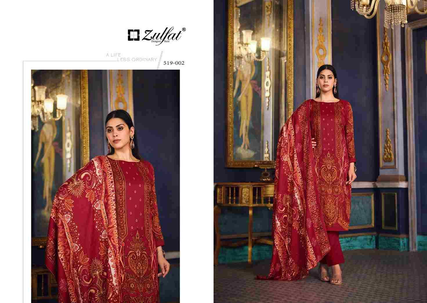 Firdaus By Zulfat 519-001 To 519-010 Series Designer Festive Suits Collection Beautiful Stylish Fancy Colorful Party Wear & Occasional Wear Pure Pashmina With Patch Work Dresses At Wholesale Price