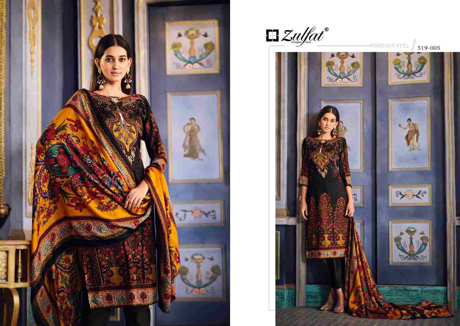 Firdaus By Zulfat 519-001 To 519-010 Series Designer Festive Suits Collection Beautiful Stylish Fancy Colorful Party Wear & Occasional Wear Pure Pashmina With Patch Work Dresses At Wholesale Price