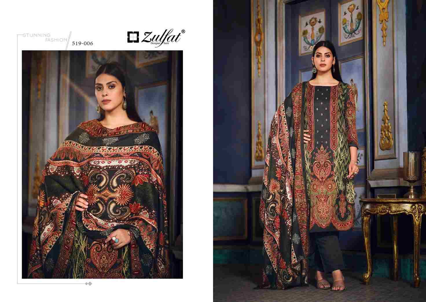 Firdaus By Zulfat 519-001 To 519-010 Series Designer Festive Suits Collection Beautiful Stylish Fancy Colorful Party Wear & Occasional Wear Pure Pashmina With Patch Work Dresses At Wholesale Price