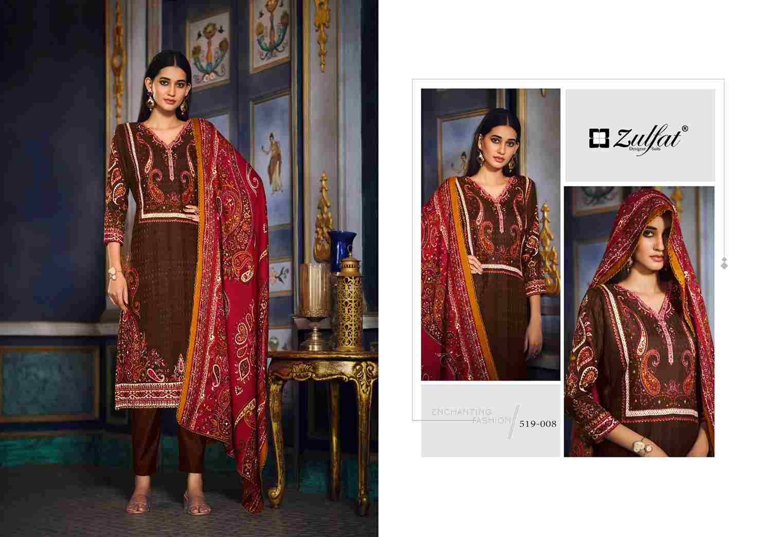 Firdaus By Zulfat 519-001 To 519-010 Series Designer Festive Suits Collection Beautiful Stylish Fancy Colorful Party Wear & Occasional Wear Pure Pashmina With Patch Work Dresses At Wholesale Price
