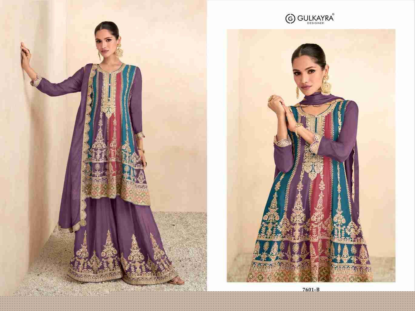 Preet Platinum By Gulkayra Designer 7601-A To 7601-C Series Beautiful Festive Suits Colorful Stylish Fancy Casual Wear & Ethnic Wear Chinnon Dresses At Wholesale Price
