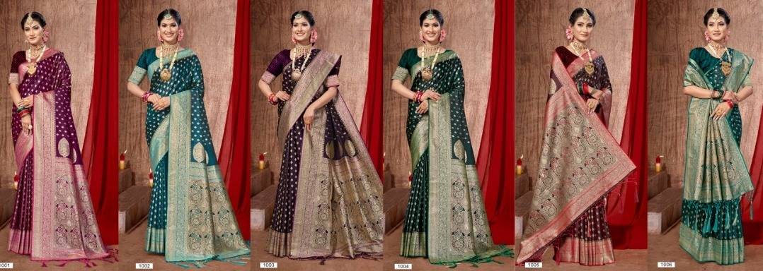 Lavisha Silk By Sangam Prints 1001 To 1006 Series Indian Traditional Wear Collection Beautiful Stylish Fancy Colorful Party Wear & Occasional Wear Banarasi Silk Sarees At Wholesale Price