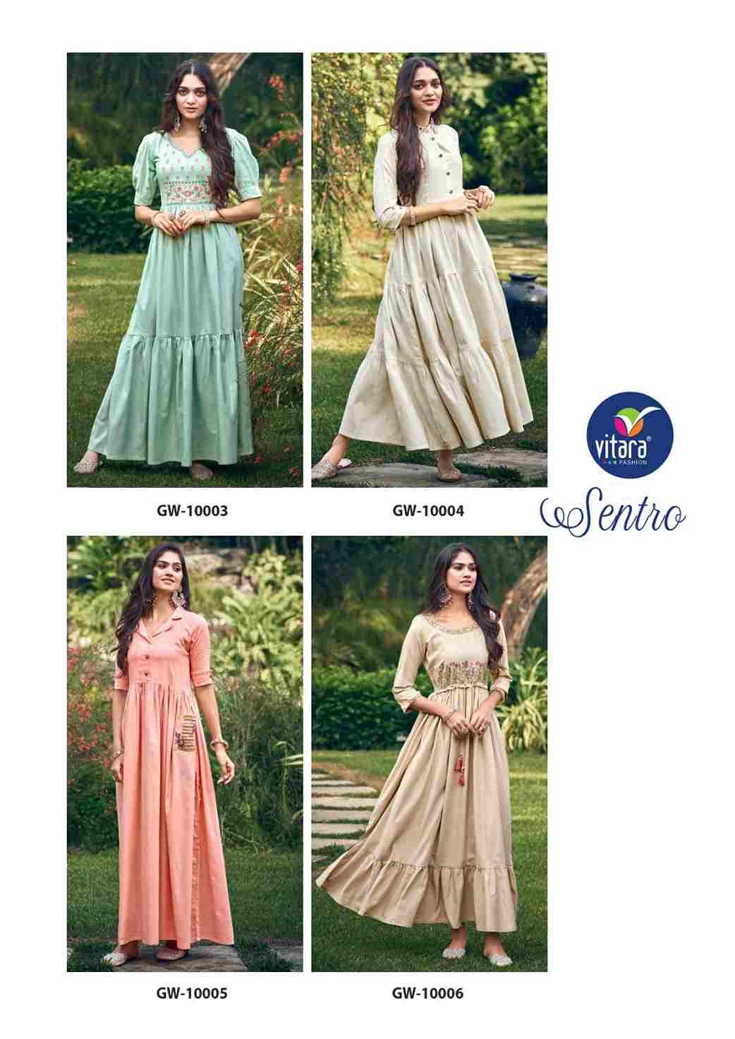 Sentro By Vitara 10003 To 10006 Series Designer Stylish Fancy Colorful Beautiful Party Wear & Ethnic Wear Collection Cotton Gowns At Wholesale Price