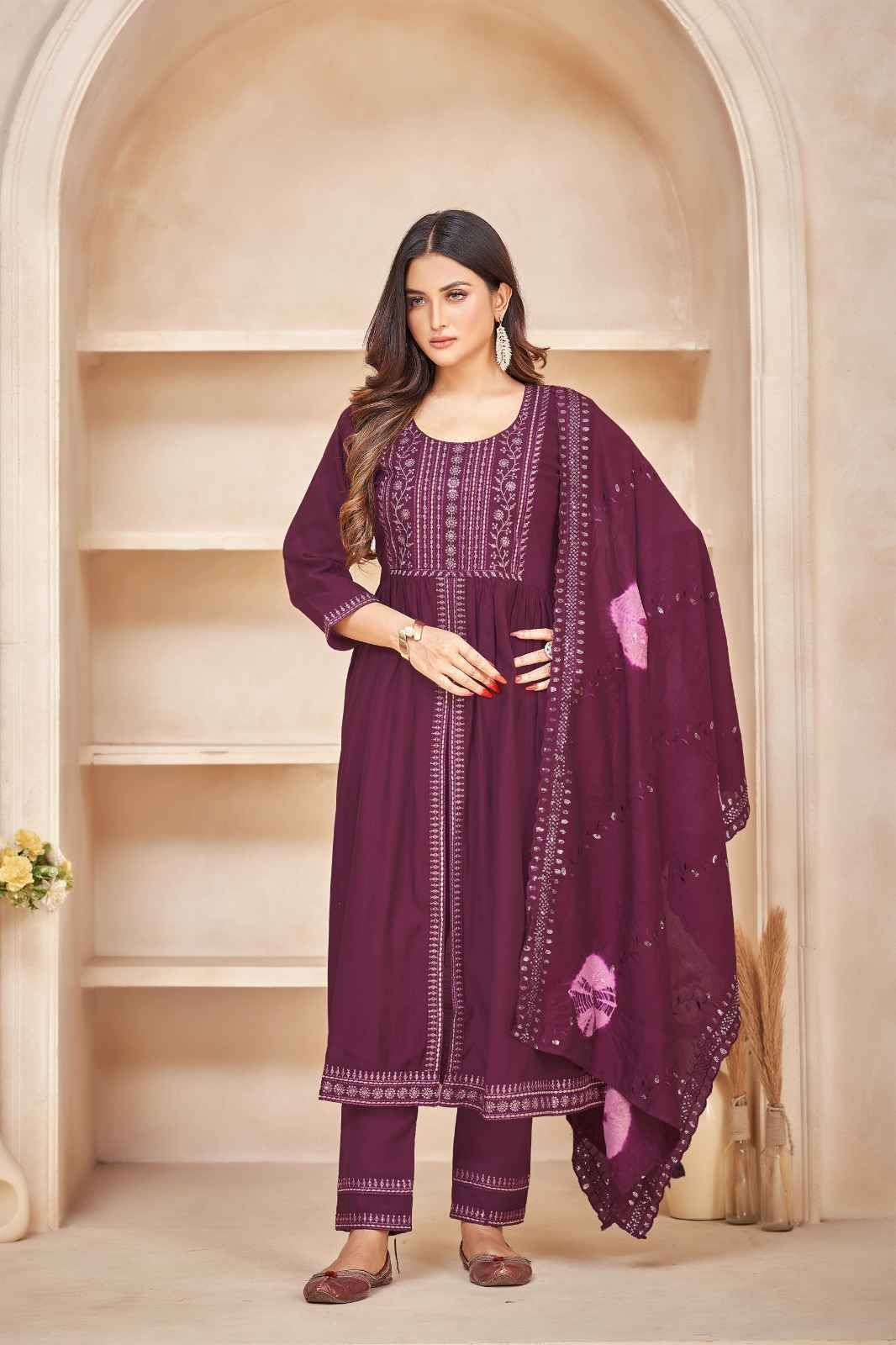 Saundarya Vol-2 By Mayur 201 To 206 Series Beautiful Stylish Festive Suits Fancy Colorful Casual Wear & Ethnic Wear & Ready To Wear Viscose Silk Embroidered Dresses At Wholesale Price