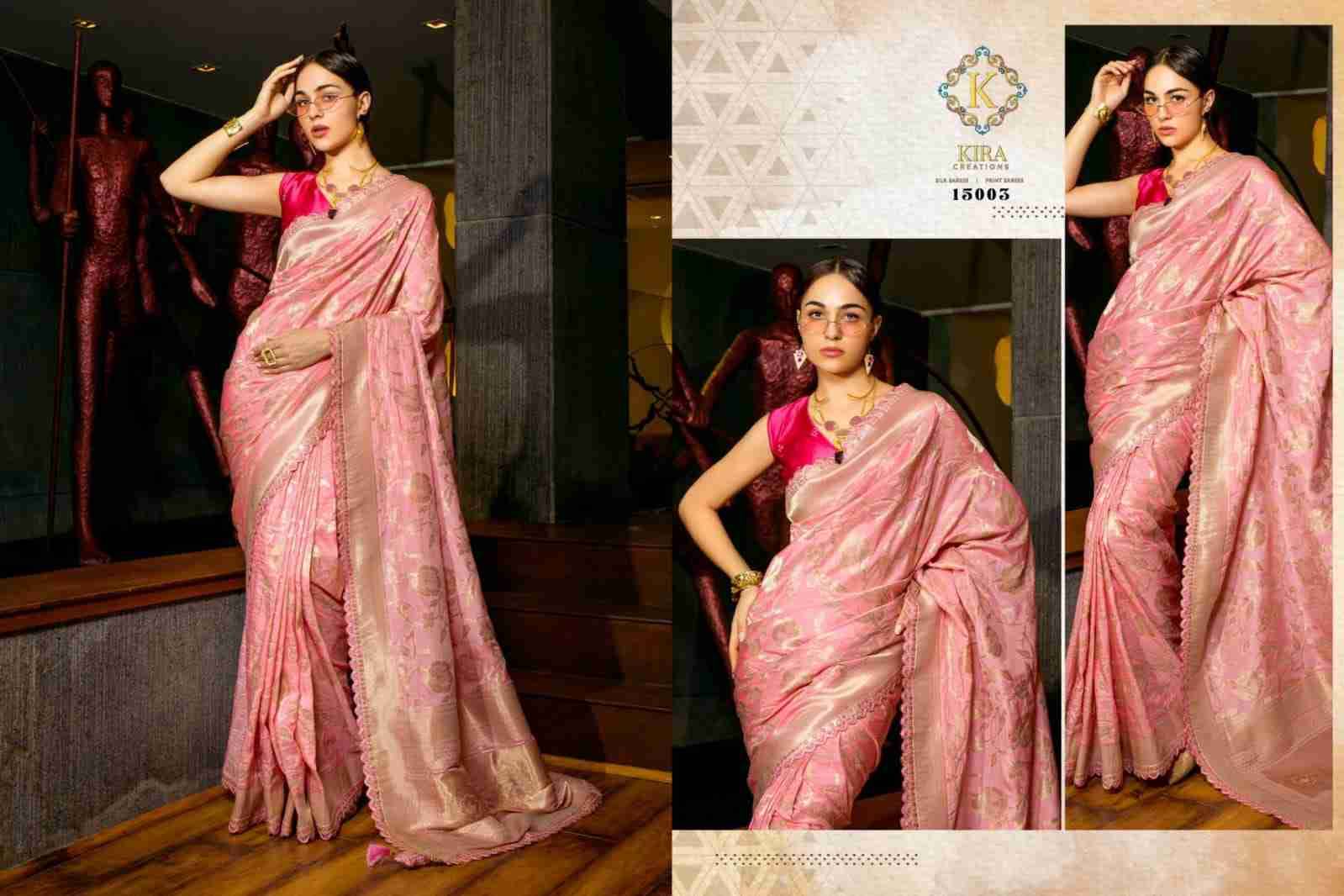 Kosa Silk By Kira 15000 To 15009 Series Indian Traditional Wear Collection Beautiful Stylish Fancy Colorful Party Wear & Occasional Wear Silk Sarees At Wholesale Price