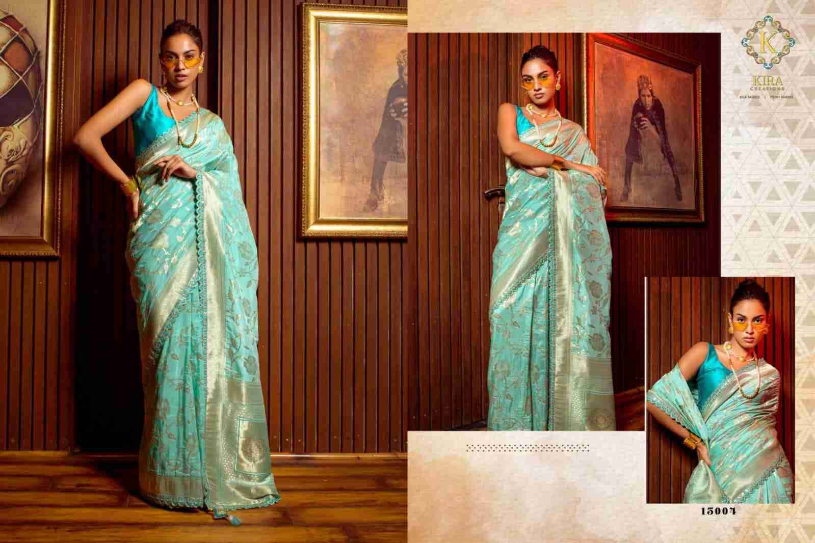 Kosa Silk By Kira 15000 To 15009 Series Indian Traditional Wear Collection Beautiful Stylish Fancy Colorful Party Wear & Occasional Wear Silk Sarees At Wholesale Price