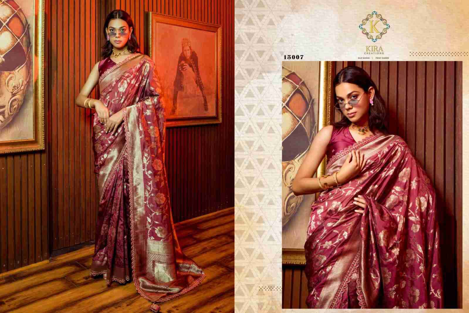Kosa Silk By Kira 15000 To 15009 Series Indian Traditional Wear Collection Beautiful Stylish Fancy Colorful Party Wear & Occasional Wear Silk Sarees At Wholesale Price