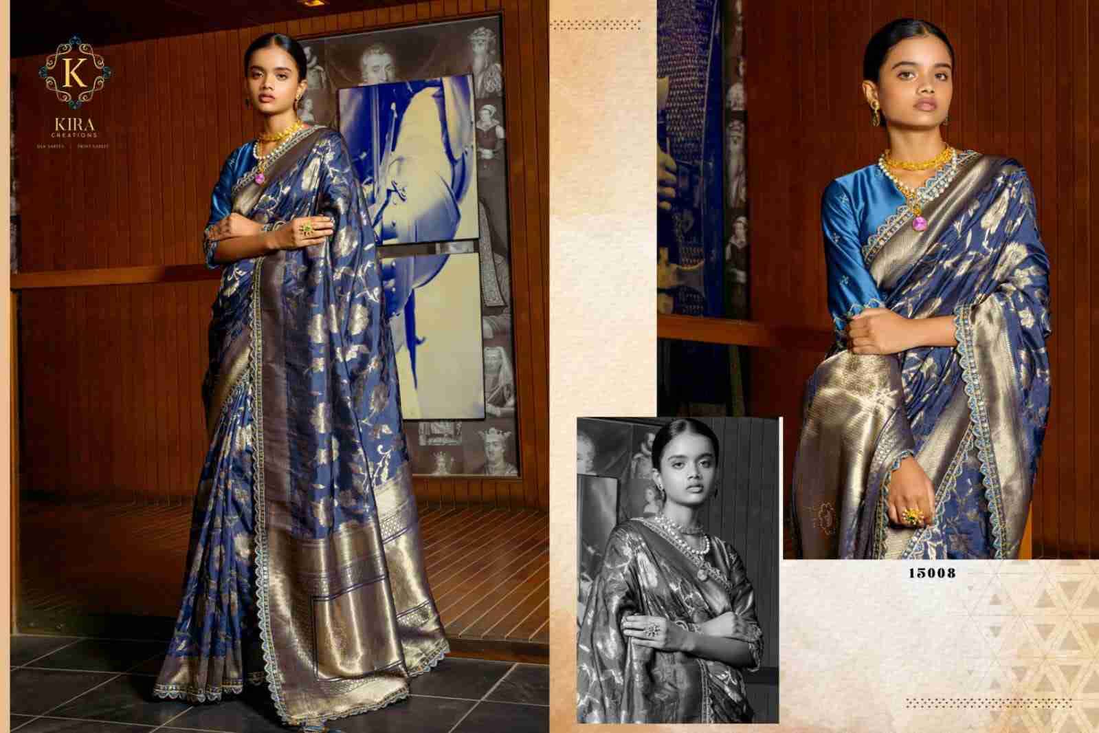Kosa Silk By Kira 15000 To 15009 Series Indian Traditional Wear Collection Beautiful Stylish Fancy Colorful Party Wear & Occasional Wear Silk Sarees At Wholesale Price