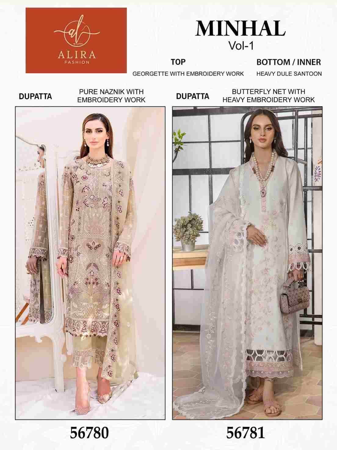 Minhal Vol-1 By Alira 56780 To 56781 Series Beautiful Festive Suits Stylish Fancy Colorful Casual Wear & Ethnic Wear Georgette Embroidery Dresses At Wholesale Price
