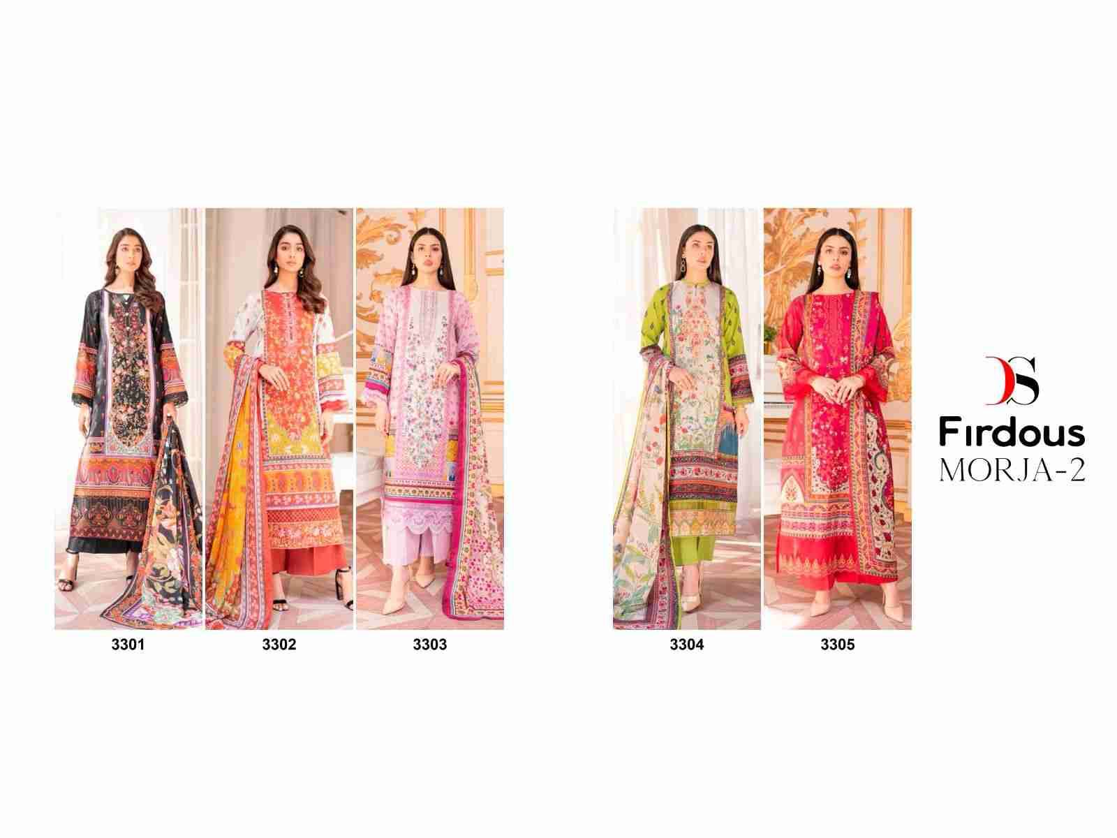 Firdous Morja Vol-2 By Deepsy Suits 3301 To 3305 Series Beautiful Festive Suits Stylish Fancy Colorful Casual Wear & Ethnic Wear Pure Cotton Print With Embroidery Dresses At Wholesale Price
