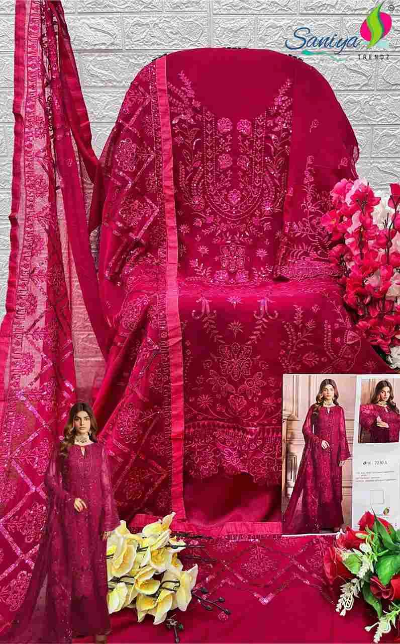 Saniya Trendz 7030 Colours By Saniya Trendz 7030-A To 7030-D Series Beautiful Stylish Pakistani Suits Fancy Colorful Casual Wear & Ethnic Wear & Ready To Wear Faux Georgette Embroidered Dresses At Wholesale Price
