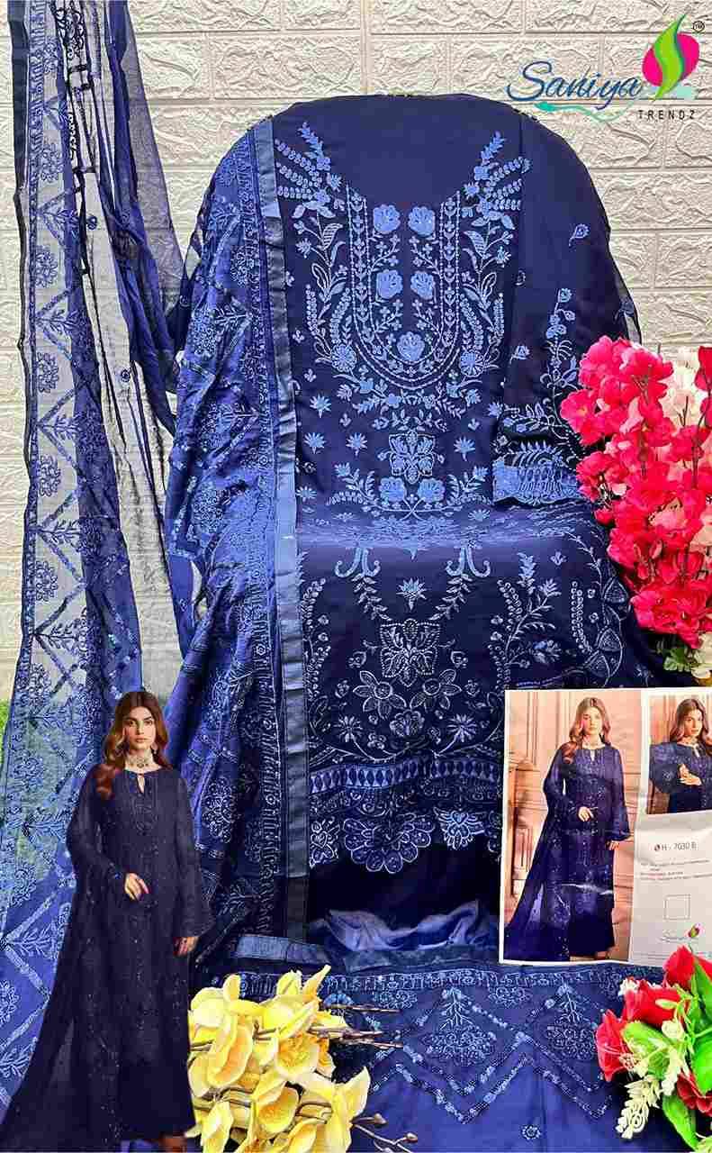 Saniya Trendz 7030 Colours By Saniya Trendz 7030-A To 7030-D Series Beautiful Stylish Pakistani Suits Fancy Colorful Casual Wear & Ethnic Wear & Ready To Wear Faux Georgette Embroidered Dresses At Wholesale Price