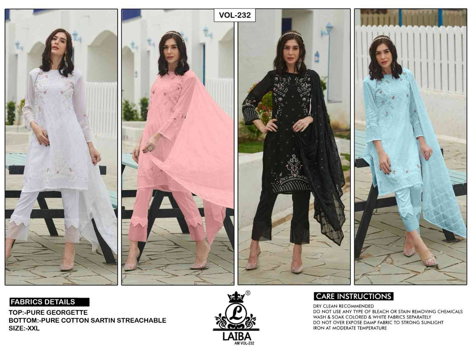 AM Vol-232 By Laiba 01 To 04 Series Beautiful Pakistani Suits Stylish Fancy Colorful Party Wear & Occasional Wear Pure Georgette Embroidered Dresses At Wholesale Price