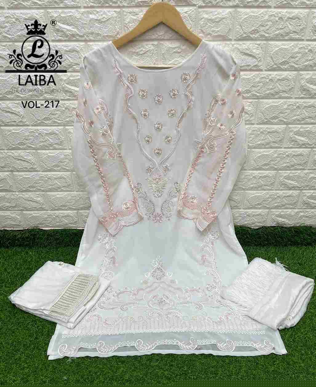 AM Vol-217 By Laiba 217-A To 217-C Series Beautiful Pakistani Suits Stylish Fancy Colorful Party Wear & Occasional Wear Pure Georgette Embroidered Dresses At Wholesale Price