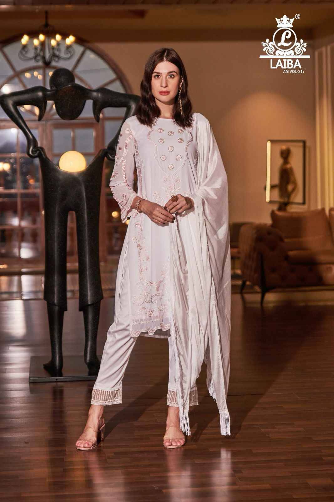 AM Vol-217 By Laiba 217-A To 217-C Series Beautiful Pakistani Suits Stylish Fancy Colorful Party Wear & Occasional Wear Pure Georgette Embroidered Dresses At Wholesale Price