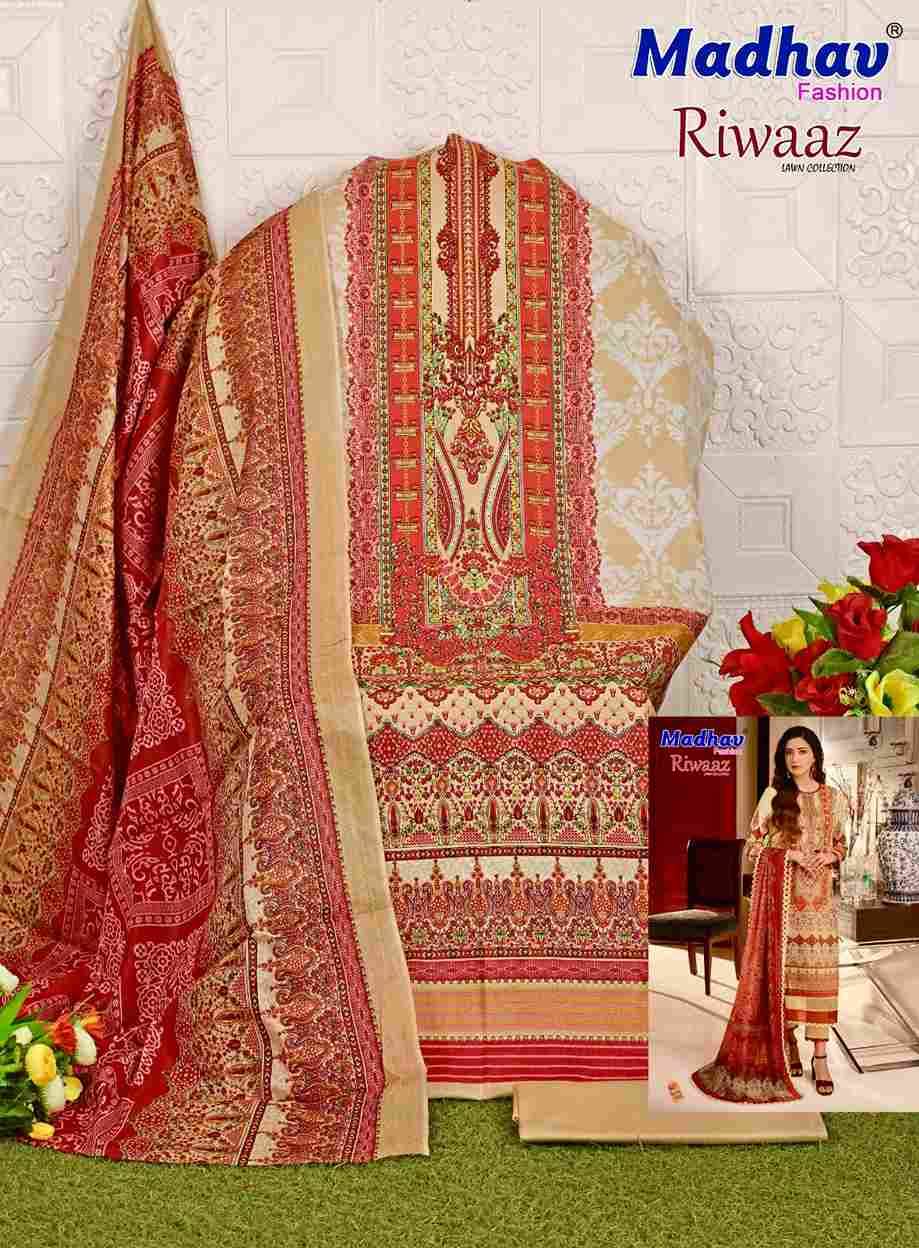 Riwaaz Vol-7 By Madhav Fashion 7001 To 7006 Series Beautiful Stylish Suits Fancy Colorful Casual Wear & Ethnic Wear & Ready To Wear Pure Lawn Cotton Dresses At Wholesale Price