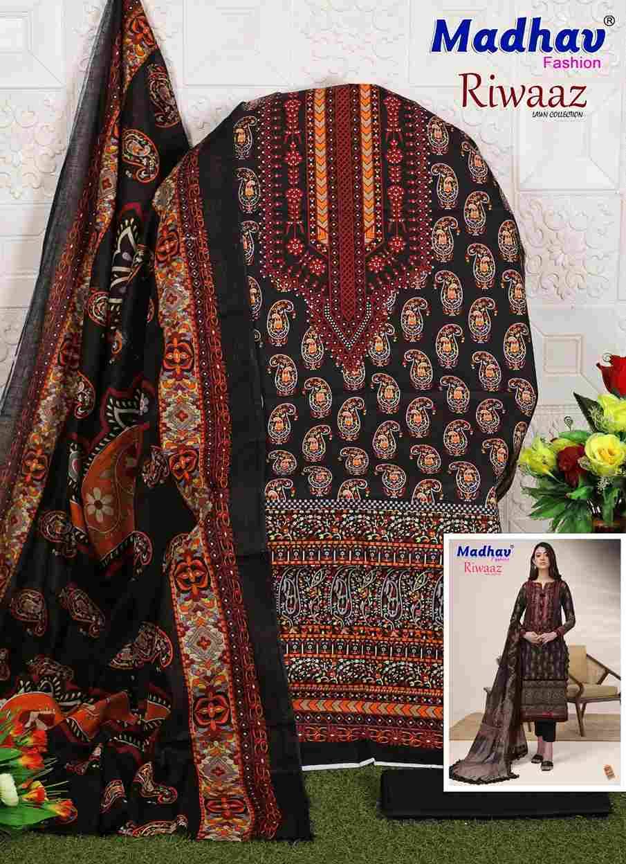 Riwaaz Vol-7 By Madhav Fashion 7001 To 7006 Series Beautiful Stylish Suits Fancy Colorful Casual Wear & Ethnic Wear & Ready To Wear Pure Lawn Cotton Dresses At Wholesale Price