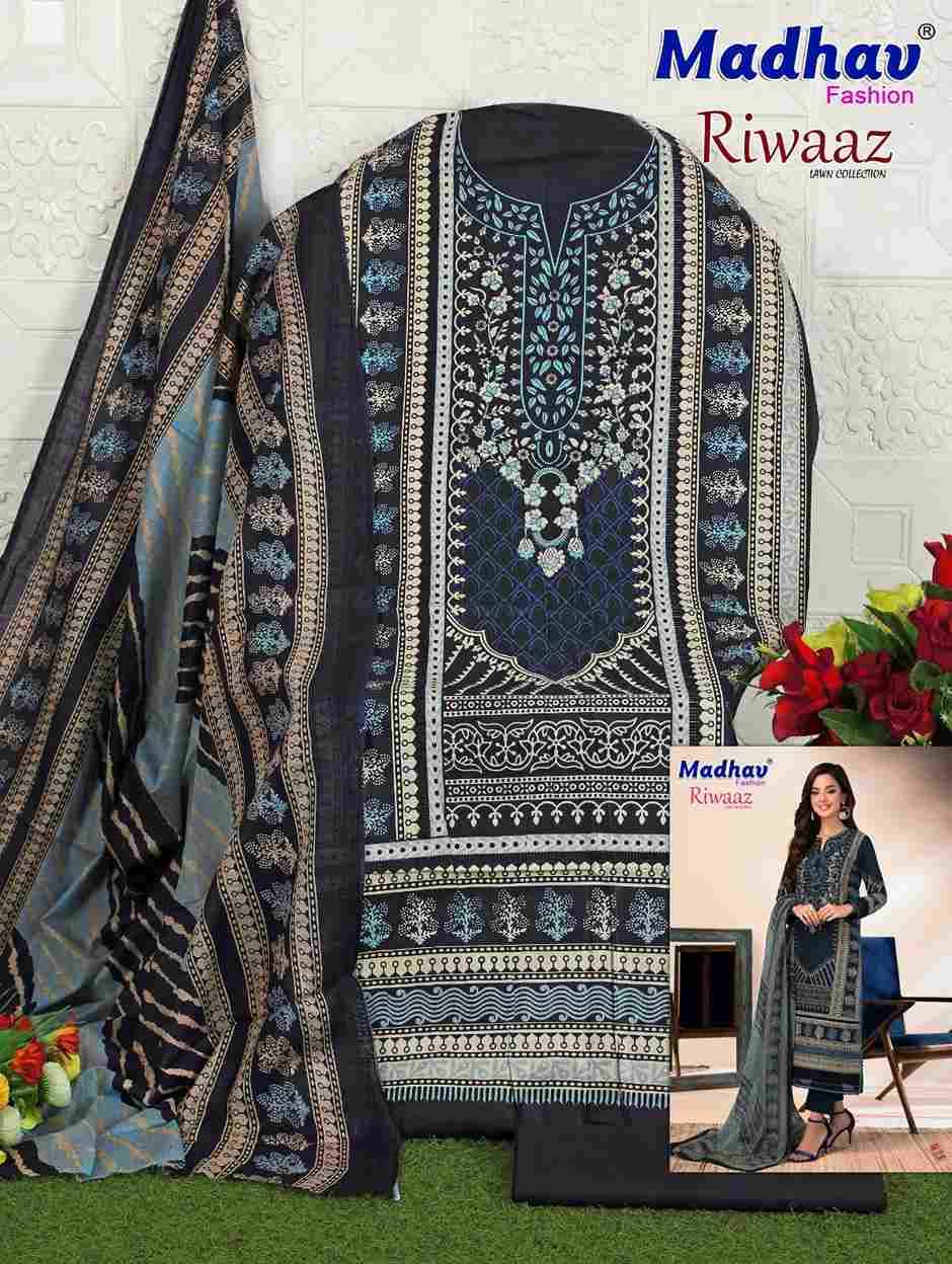 Riwaaz Vol-7 By Madhav Fashion 7001 To 7006 Series Beautiful Stylish Suits Fancy Colorful Casual Wear & Ethnic Wear & Ready To Wear Pure Lawn Cotton Dresses At Wholesale Price