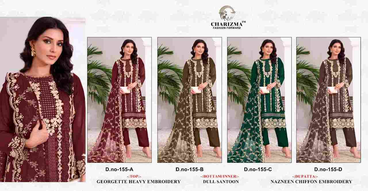 Charizma 155 Colours By Charizma Fashion 155-A To 155-D Series Beautiful Pakistani Suits Colorful Stylish Fancy Casual Wear & Ethnic Wear Georgette Embroidered Dresses At Wholesale Price