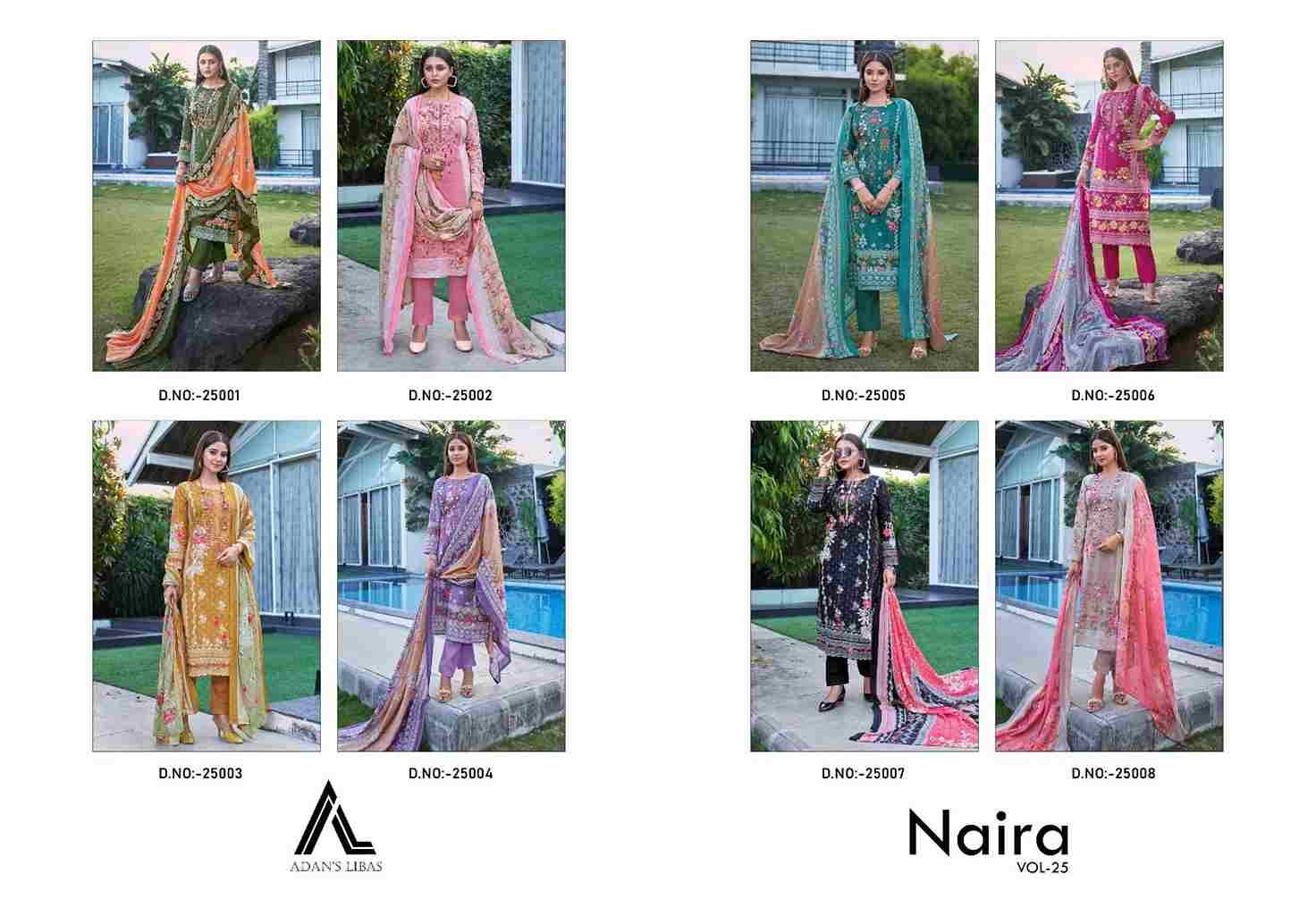 Naira Vol-25 By Adans Libas 25001 To 25008 Series Beautiful Festive Suits Stylish Fancy Colorful Casual Wear & Ethnic Wear Pure Cotton Print Dresses At Wholesale Price