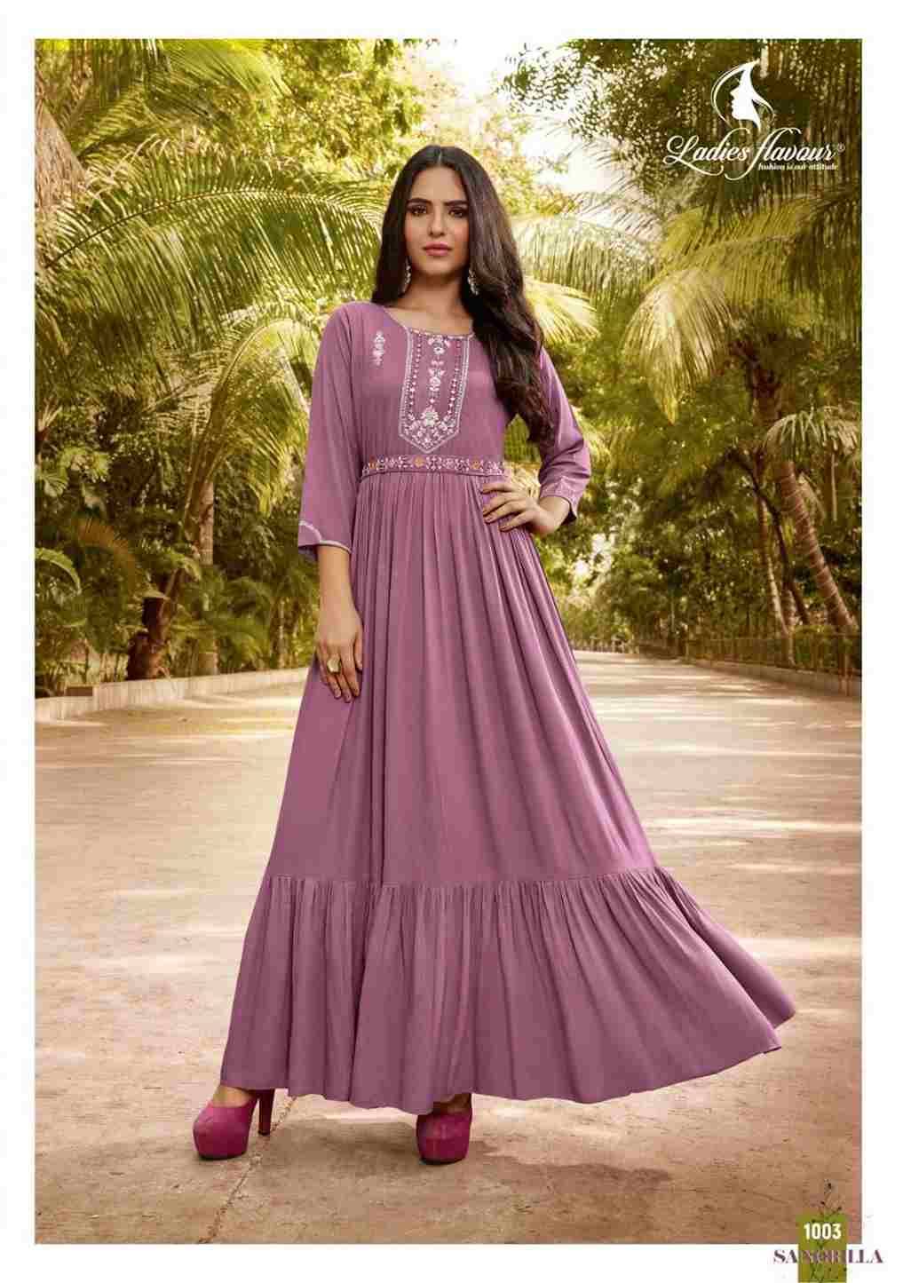 Sangrilla By Ladies Flavour 1001 To 1004 Series Designer Stylish Fancy Colorful Beautiful Party Wear & Ethnic Wear Collection Premium Rayon Gowns At Wholesale Price