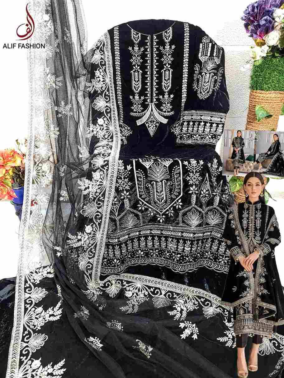 Alif Hit Design A-102 By Alif Fashion Pakistani Suits Collection Beautiful Stylish Fancy Colorful Party Wear & Occasional Wear Pure Velvet Embroidered Dresses At Wholesale Price