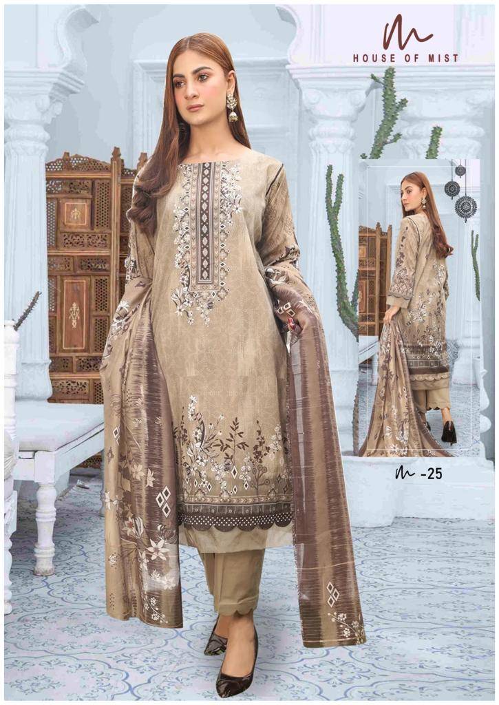 Ghazal Vol-3 By House Of Mist 21 To 26 Series Beautiful Pakistani Suits Colorful Stylish Fancy Casual Wear & Ethnic Wear Pure Cotton Print Dresses At Wholesale Price