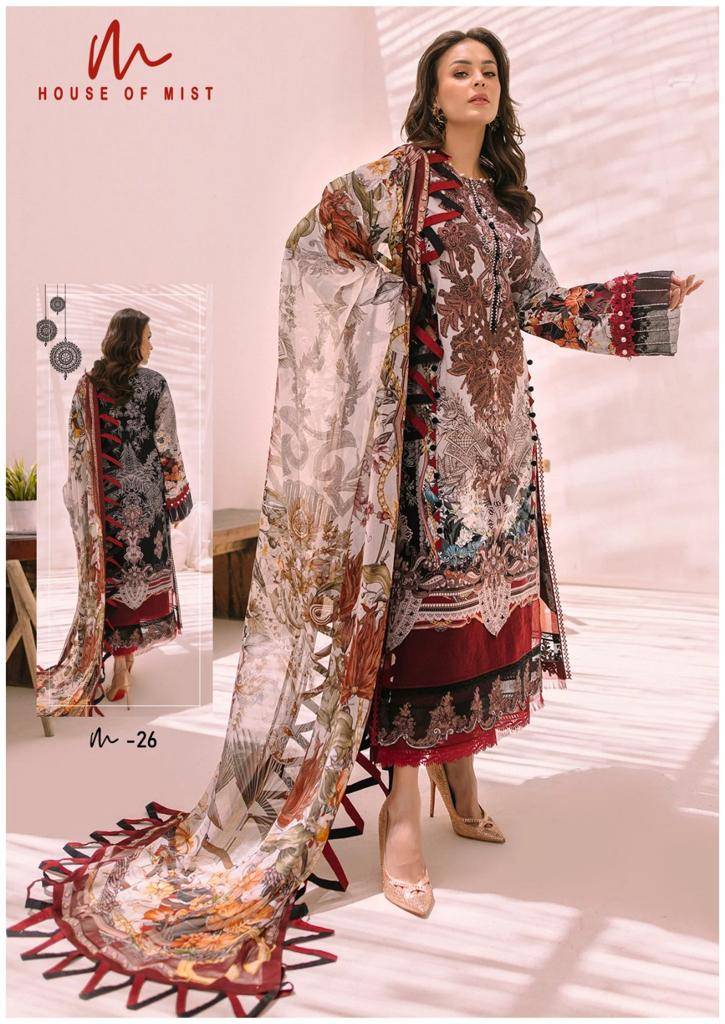 Ghazal Vol-3 By House Of Mist 21 To 26 Series Beautiful Pakistani Suits Colorful Stylish Fancy Casual Wear & Ethnic Wear Pure Cotton Print Dresses At Wholesale Price
