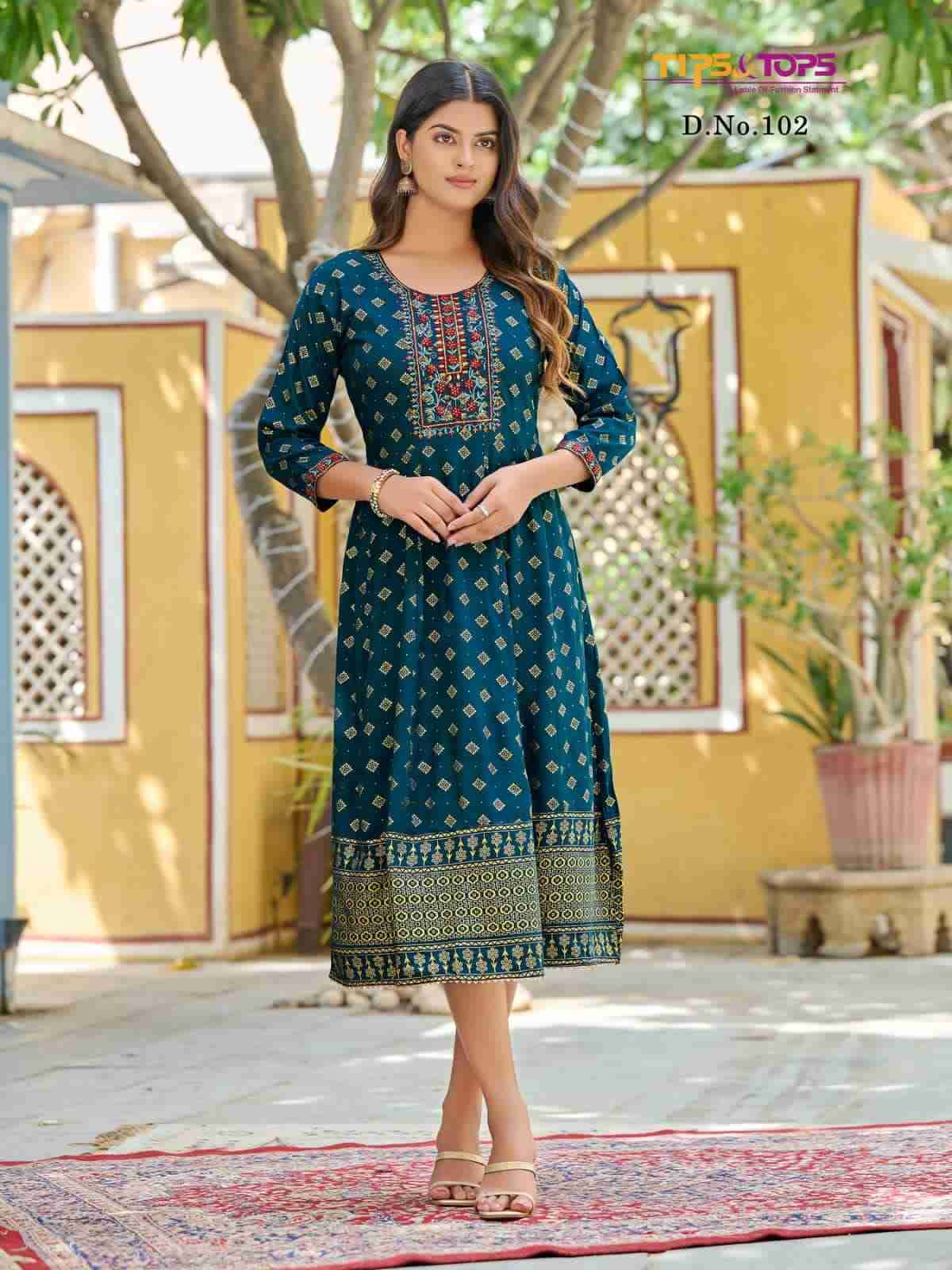 Charmie By Tips And Tops 101 To 106 Series Designer Festive Suits Collection Beautiful Stylish Fancy Colorful Party Wear & Occasional Wear Rayon Slub Kurtis At Wholesale Price