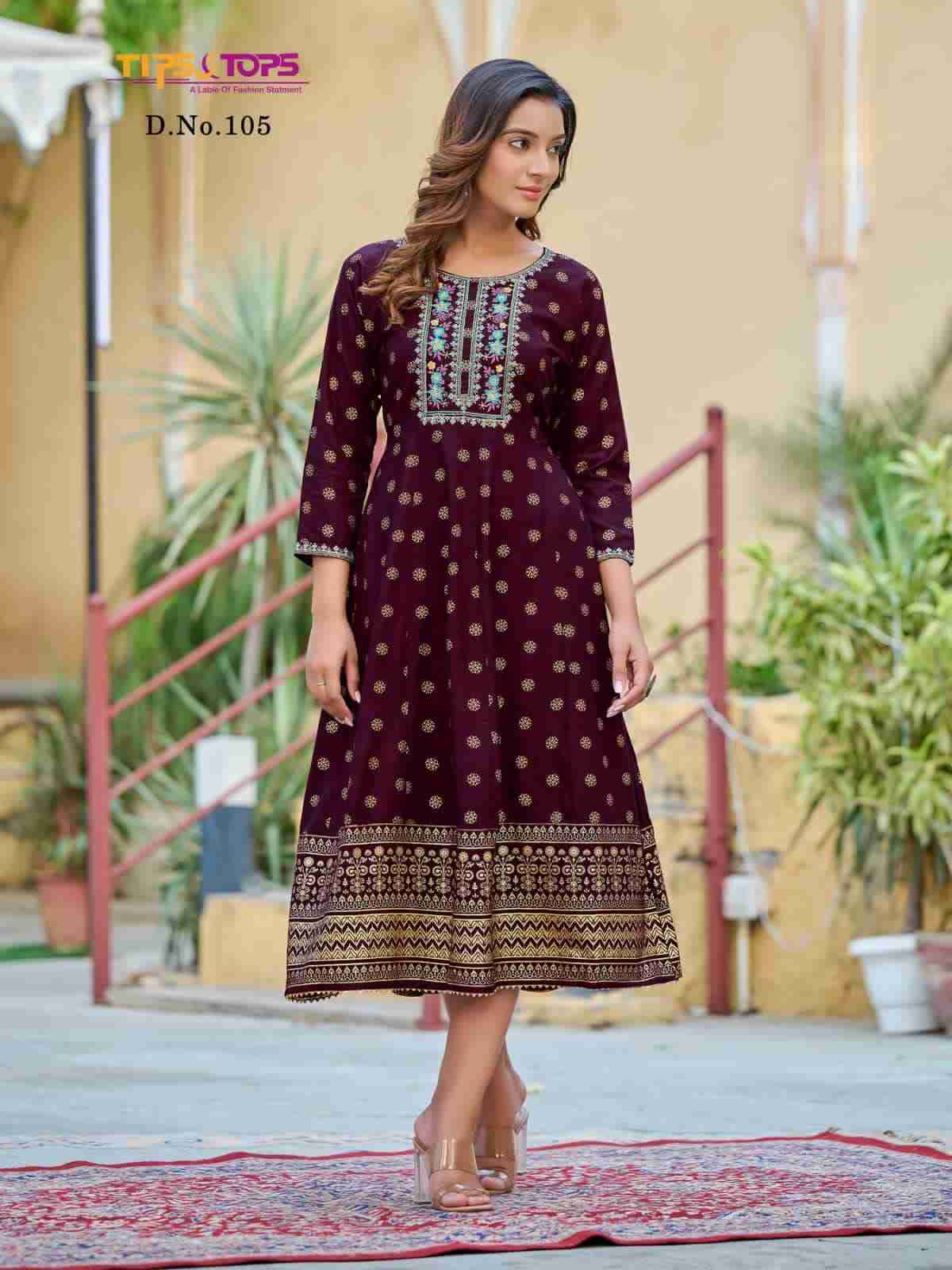 Charmie By Tips And Tops 101 To 106 Series Designer Festive Suits Collection Beautiful Stylish Fancy Colorful Party Wear & Occasional Wear Rayon Slub Kurtis At Wholesale Price