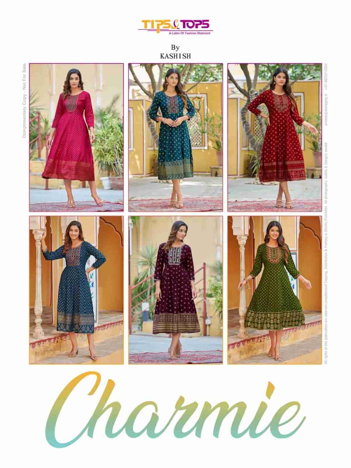 Charmie By Tips And Tops 101 To 106 Series Designer Festive Suits Collection Beautiful Stylish Fancy Colorful Party Wear & Occasional Wear Rayon Slub Kurtis At Wholesale Price