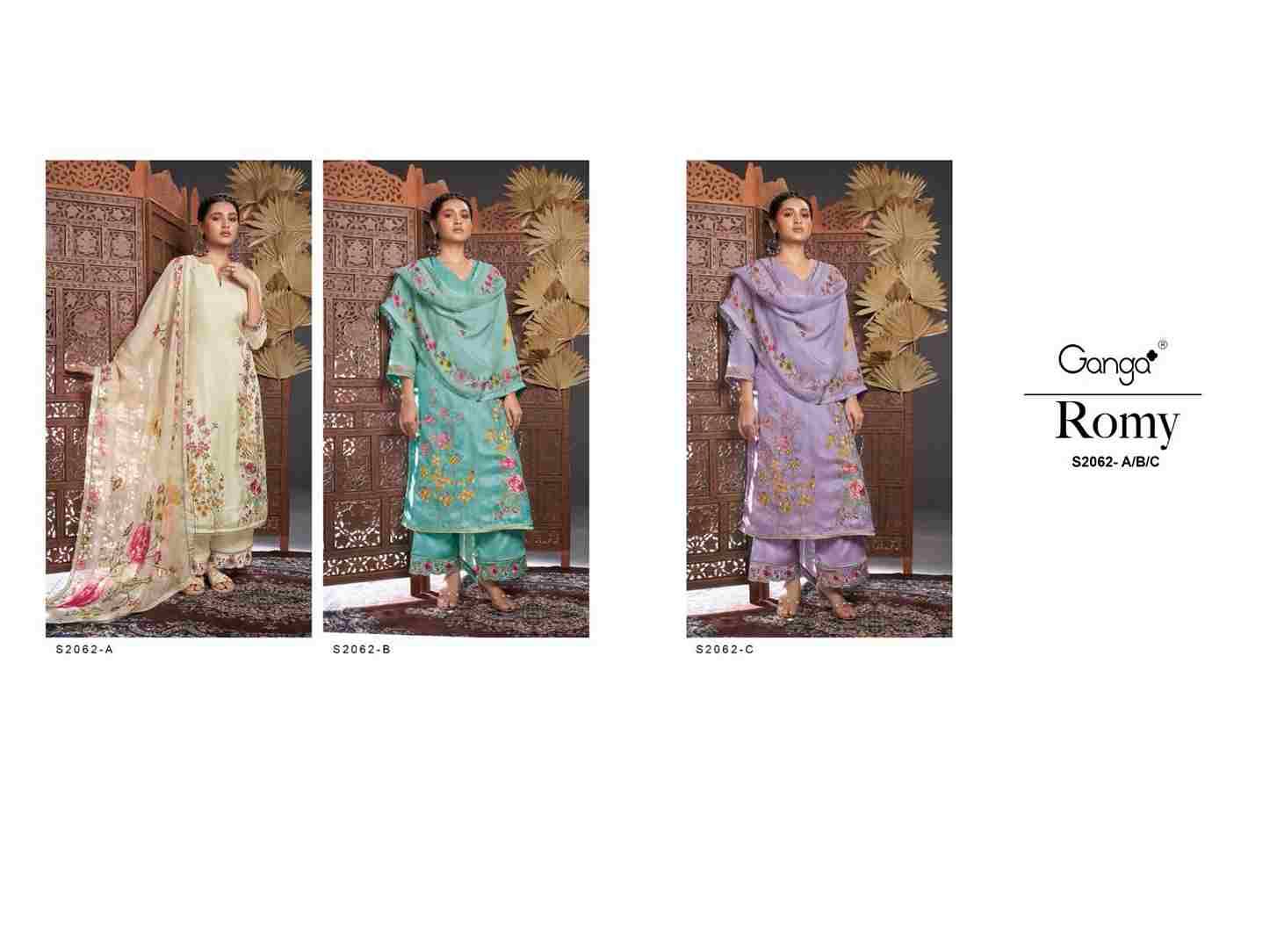 Romy-2062 By Ganga Fashion 2062-A To 2062-C Series Designer Festive Suits Beautiful Stylish Fancy Colorful Party Wear & Occasional Wear Bemberg Silk Dresses At Wholesale Price