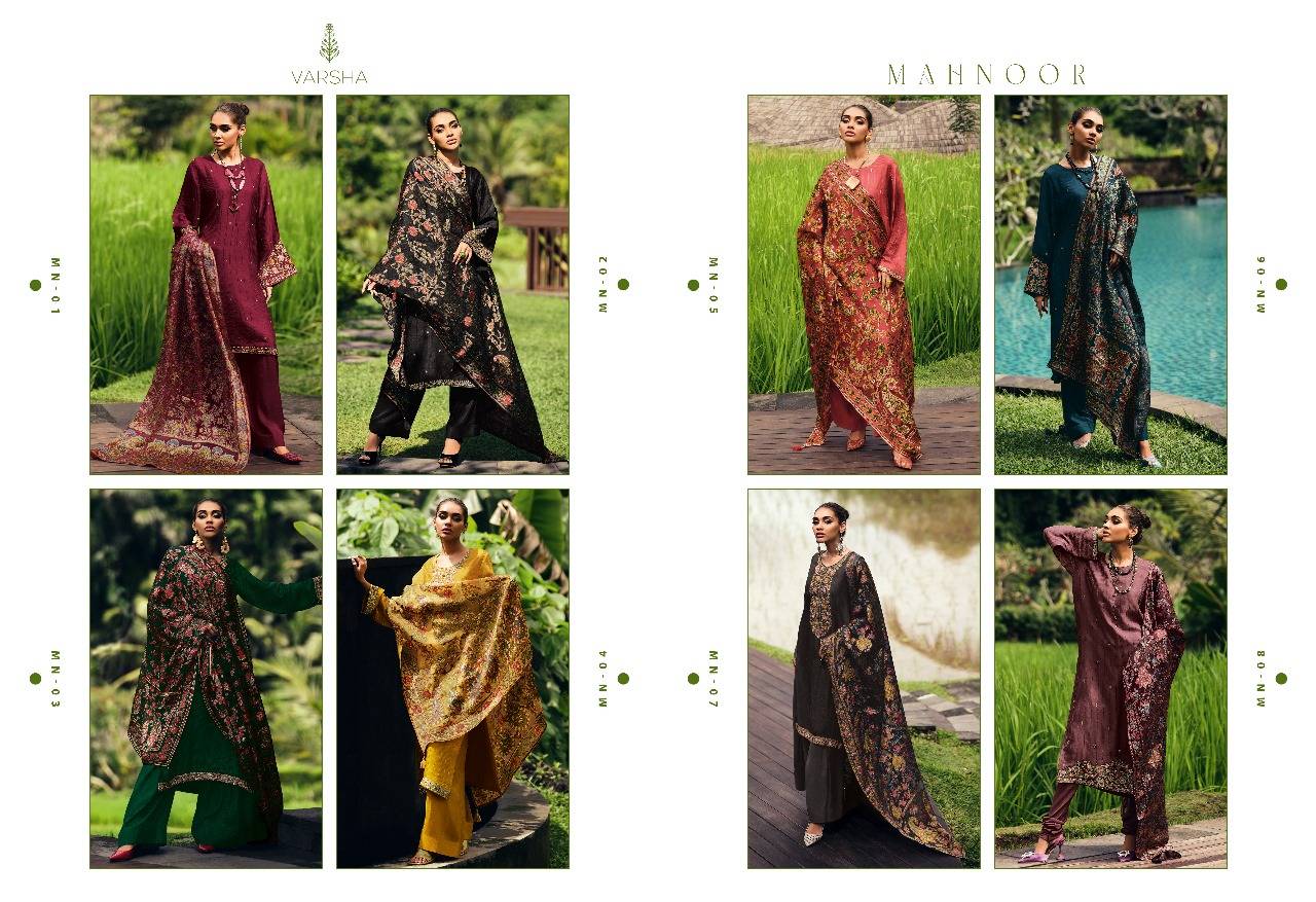 Mahnoor By Varsha 01 To 08 Series Beautiful Festive Suits Colorful Stylish Fancy Casual Wear & Ethnic Wear Muslin Embroidered Dresses At Wholesale Price