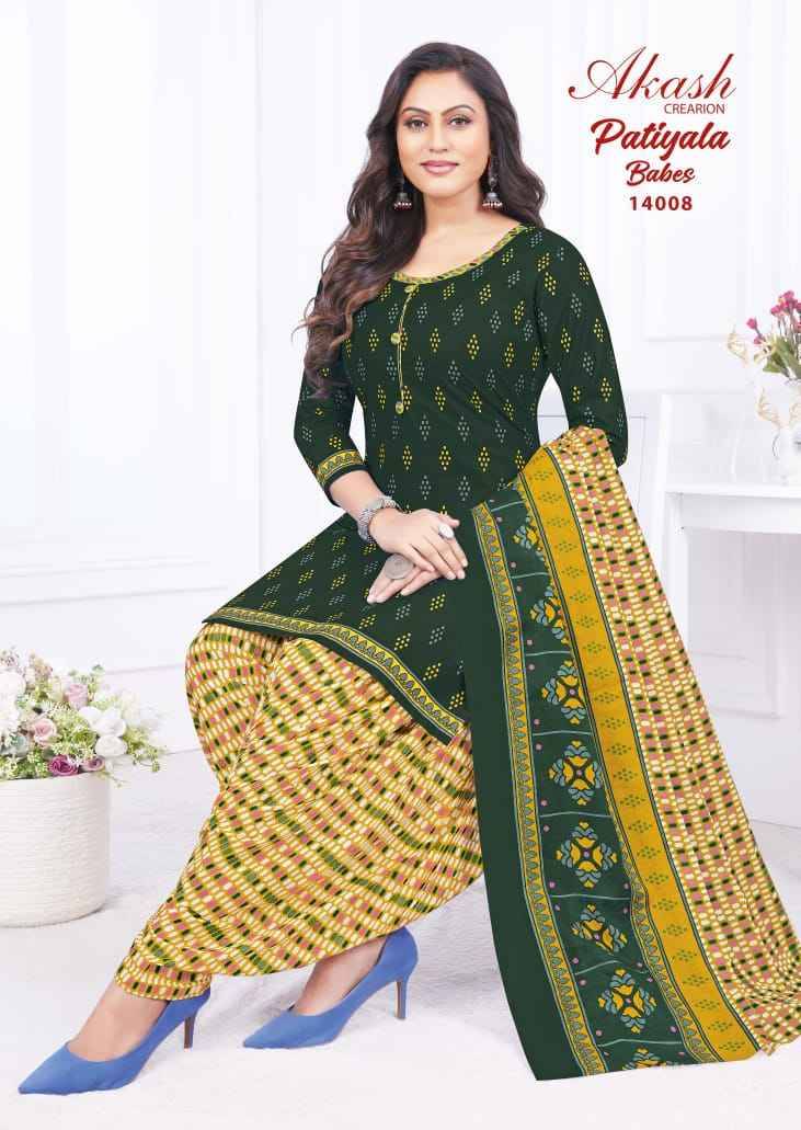 Patiyala Babes Vol-14 By Akash Creation 14001 To 14010 Series Beautiful Festive Suits Colorful Stylish Fancy Casual Wear & Ethnic Wear Pure Cotton Print With Work Dresses At Wholesale Price