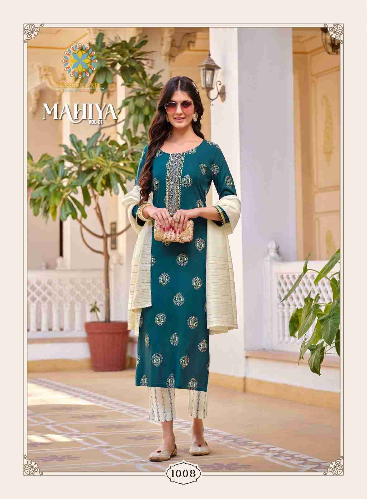 Mahiya Vol-1 By Passion Tree 1001 To 1008 Series Designer Suits Beautiful Stylish Fancy Colorful Party Wear & Occasional Wear Rayon Print Dresses At Wholesale Price