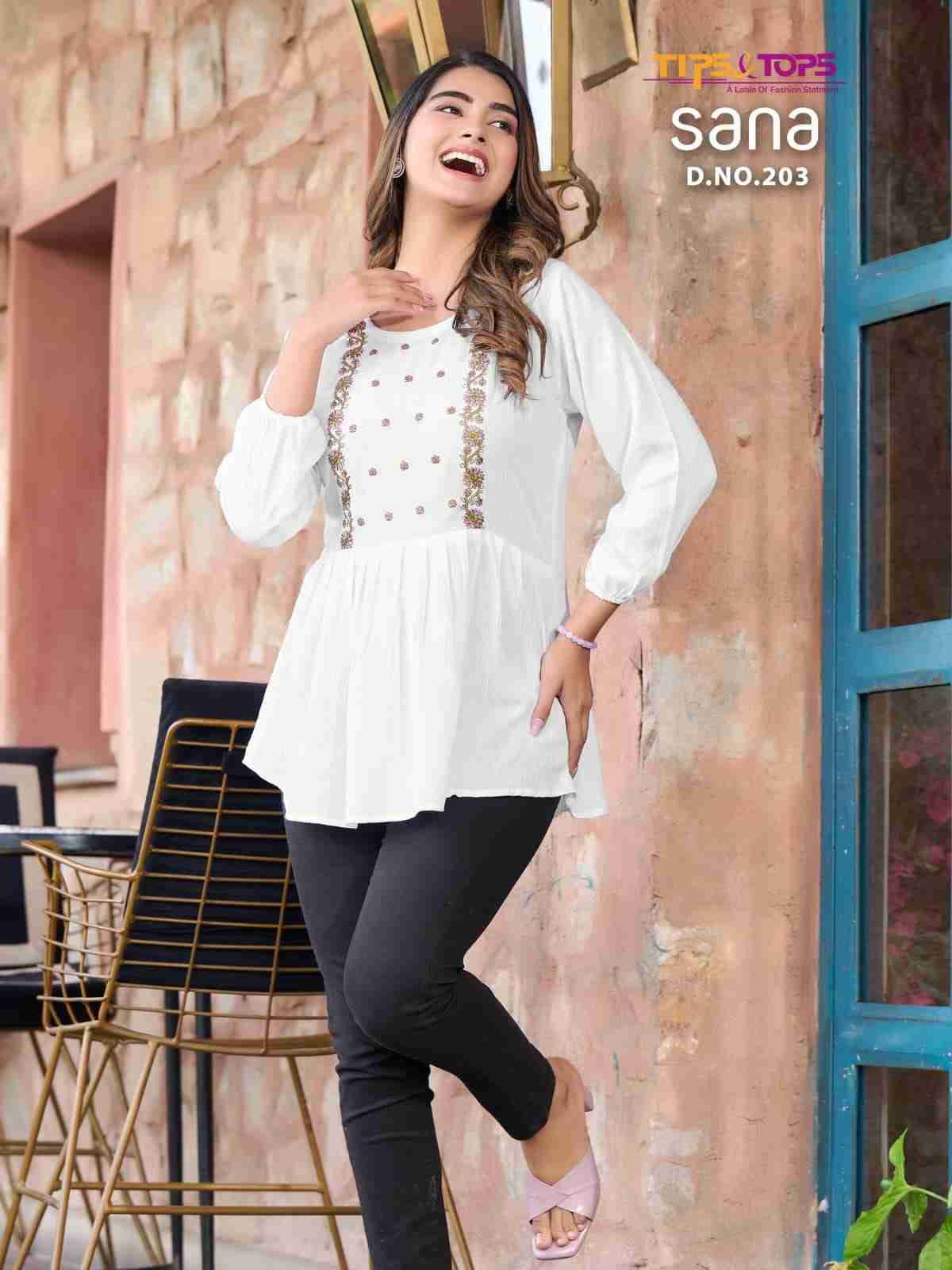 Sana Vol-2 By Tips And Tops 201 To 208 Series Designer Stylish Fancy Colorful Beautiful Party Wear & Ethnic Wear Collection Rayon Tops At Wholesale Price