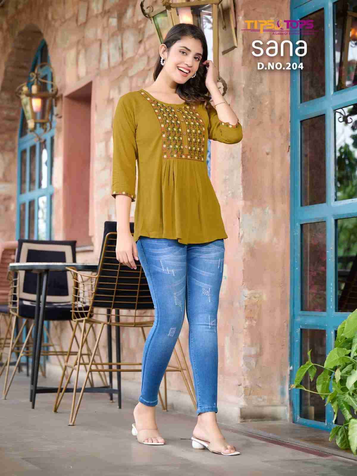 Sana Vol-2 By Tips And Tops 201 To 208 Series Designer Stylish Fancy Colorful Beautiful Party Wear & Ethnic Wear Collection Rayon Tops At Wholesale Price