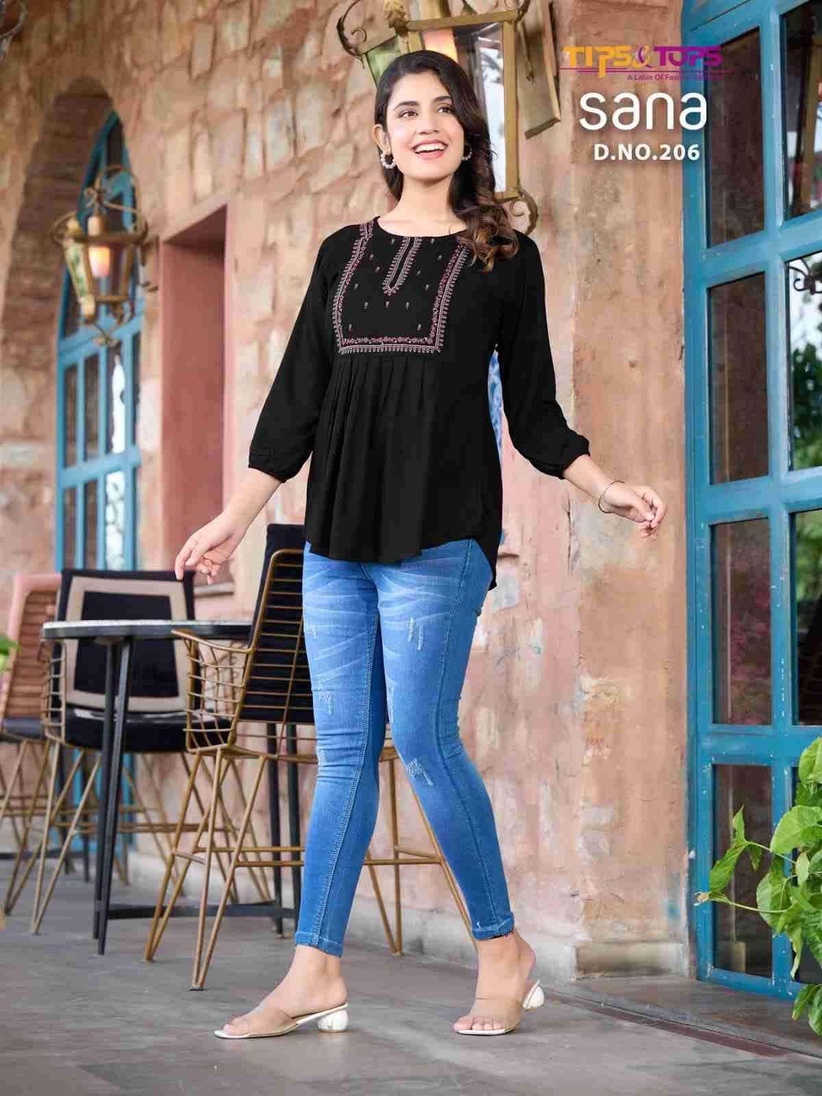 Sana Vol-2 By Tips And Tops 201 To 208 Series Designer Stylish Fancy Colorful Beautiful Party Wear & Ethnic Wear Collection Rayon Tops At Wholesale Price