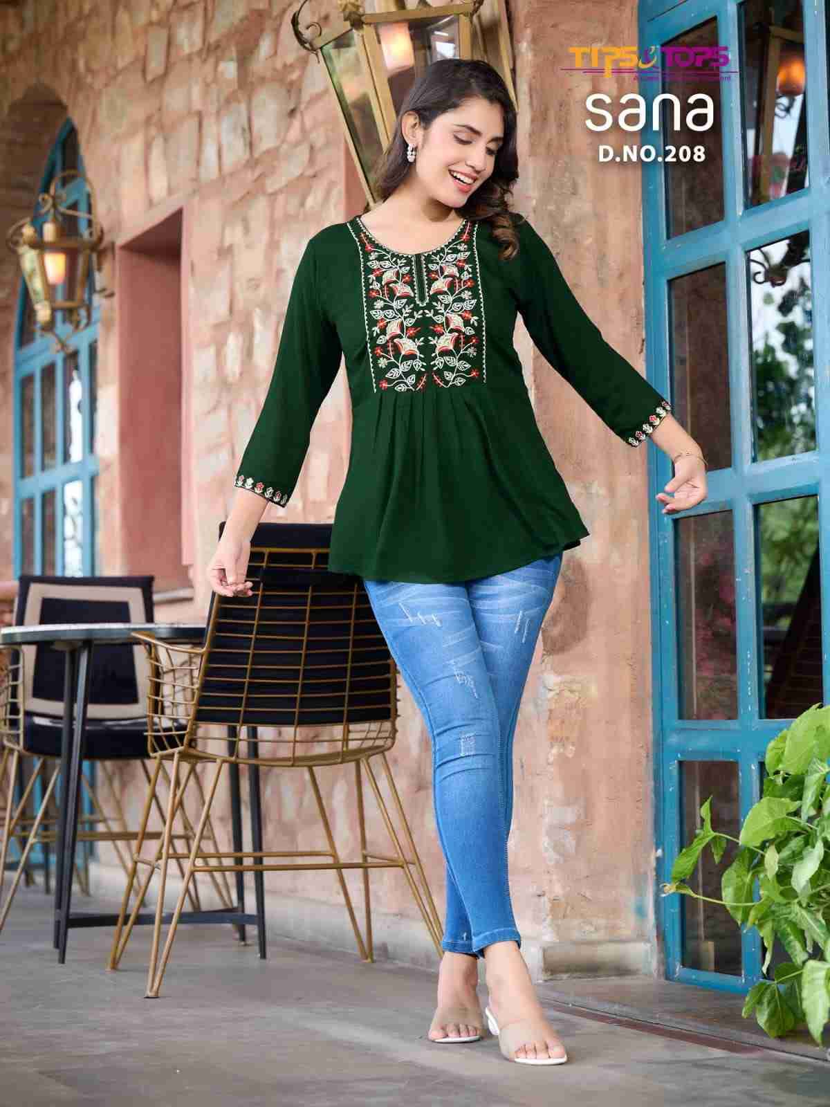 Sana Vol-2 By Tips And Tops 201 To 208 Series Designer Stylish Fancy Colorful Beautiful Party Wear & Ethnic Wear Collection Rayon Tops At Wholesale Price