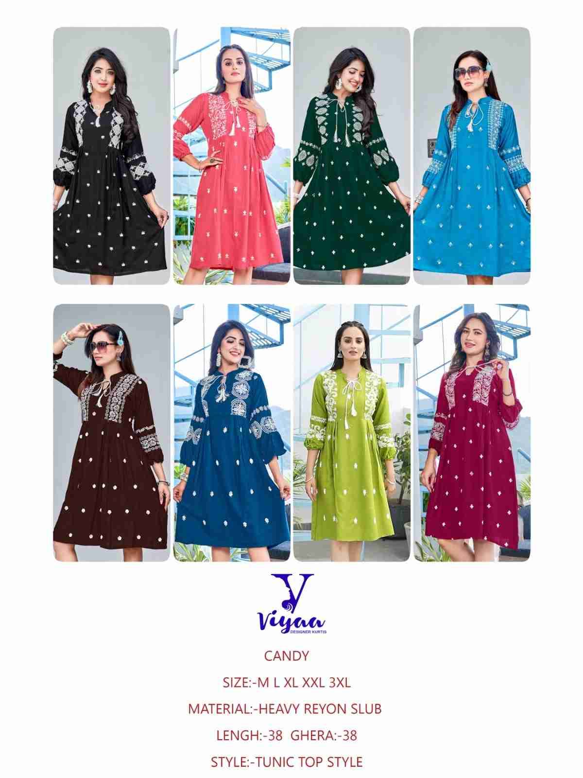 Candy By Viyaa Designer 01 To 08 Series Designer Festive Suits Collection Beautiful Stylish Fancy Colorful Party Wear & Occasional Wear Rayon Slub Kurtis At Wholesale Price