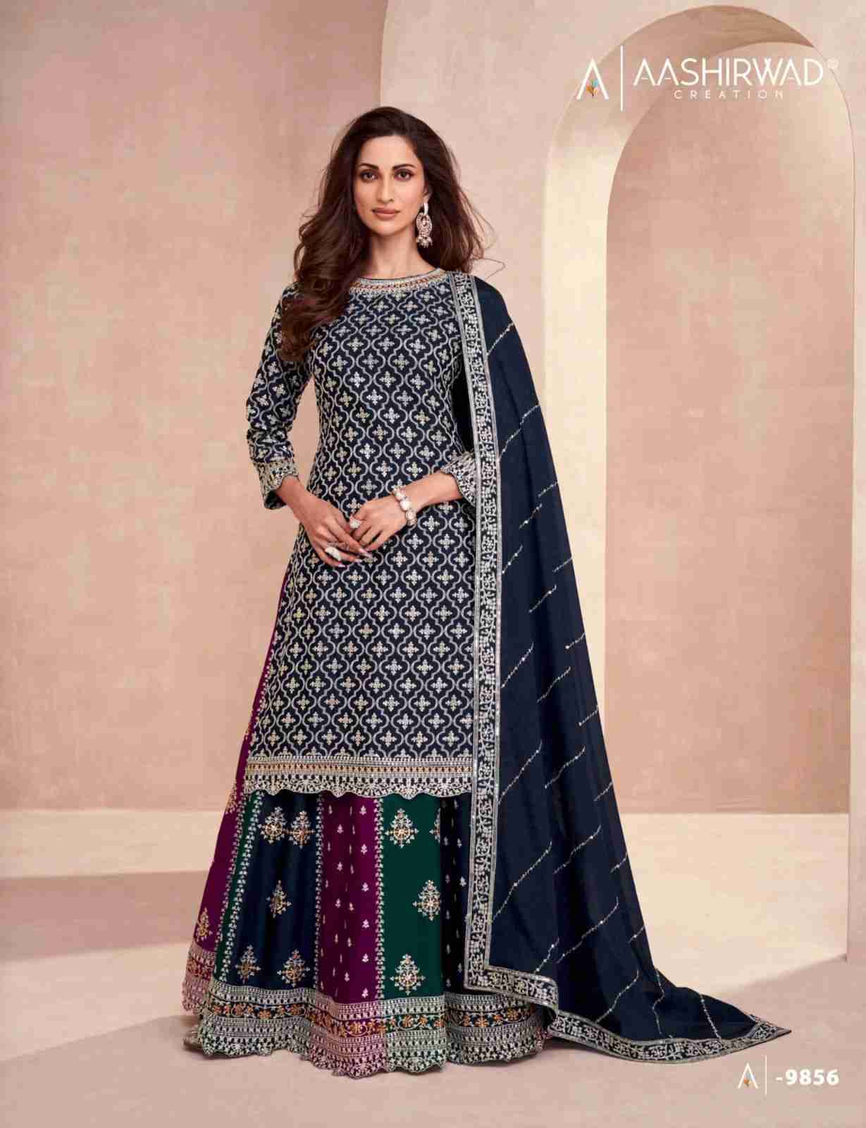 Colors Dark Edition By Aashirwad Creation 9856 To 9858 Series Beautiful Festive Suits Colorful Stylish Fancy Casual Wear & Ethnic Wear Chinnon Silk Dresses At Wholesale Price