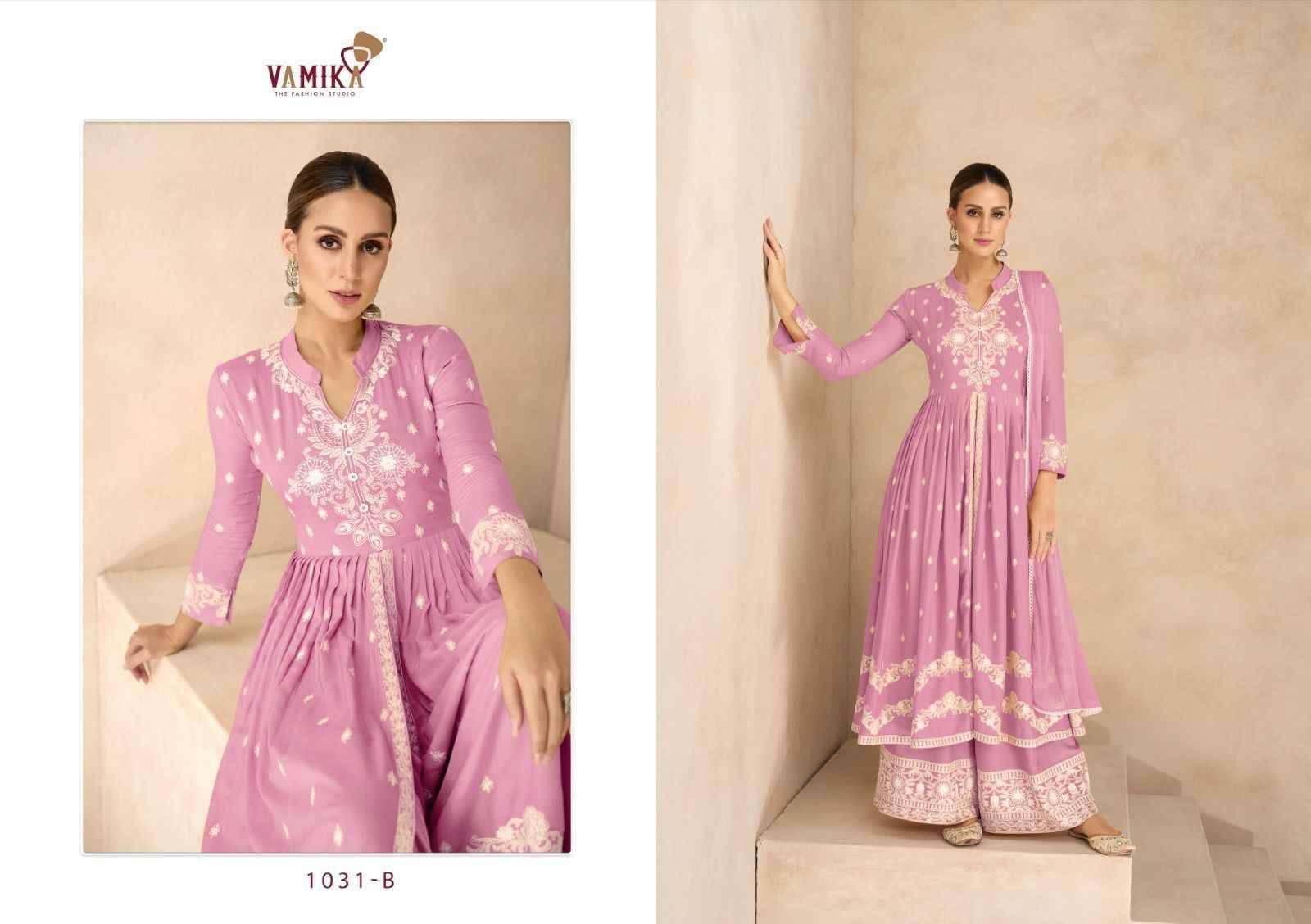 Lakhnavi Vol-6 Gold By Vamika 1031-A To 1031-E Series Beautiful Stylish Sharara Suits Fancy Colorful Casual Wear & Ethnic Wear & Ready To Wear Pure Rayon Printed Dresses At Wholesale Price